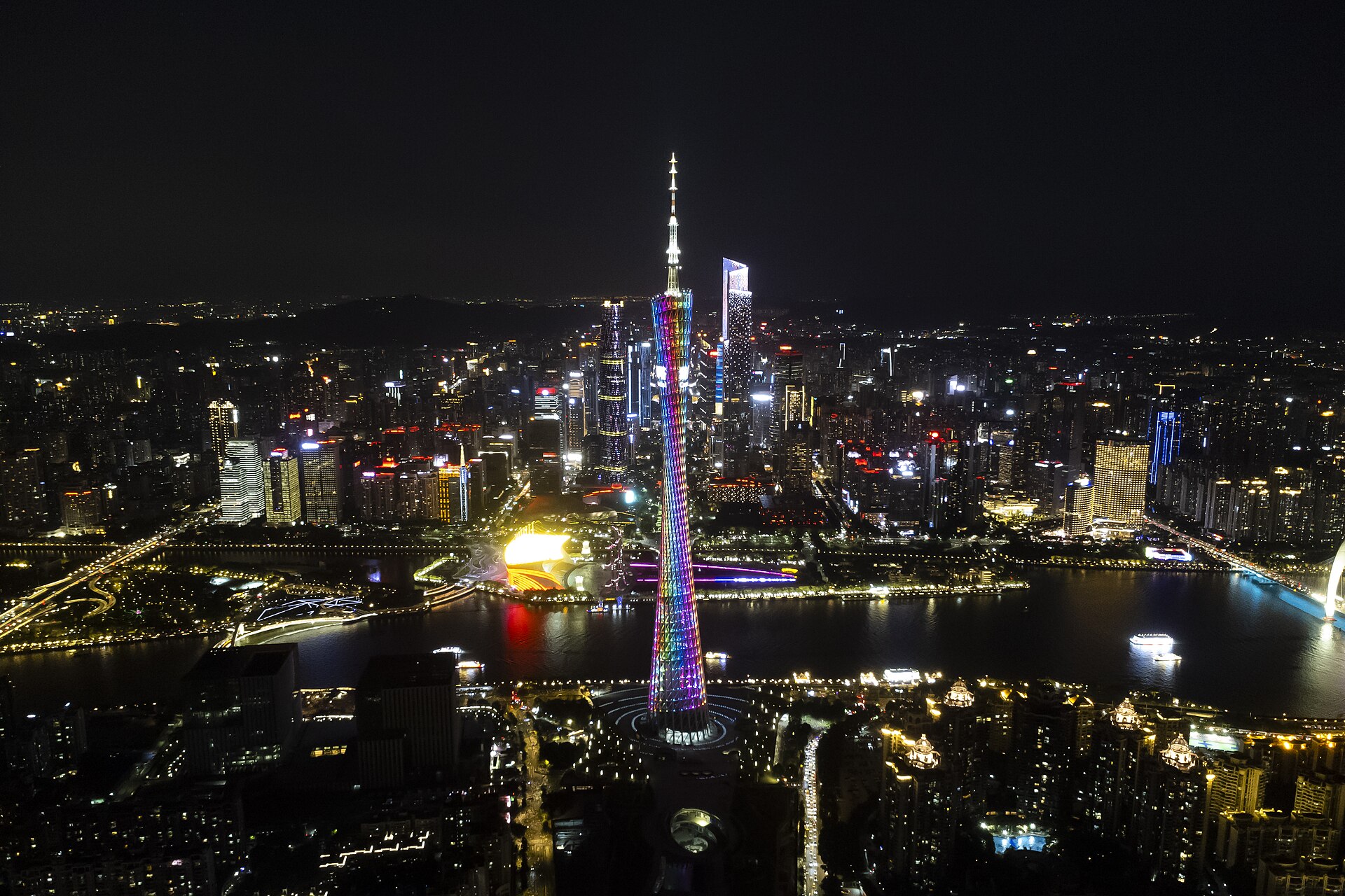 Canton Tower illuminated at night