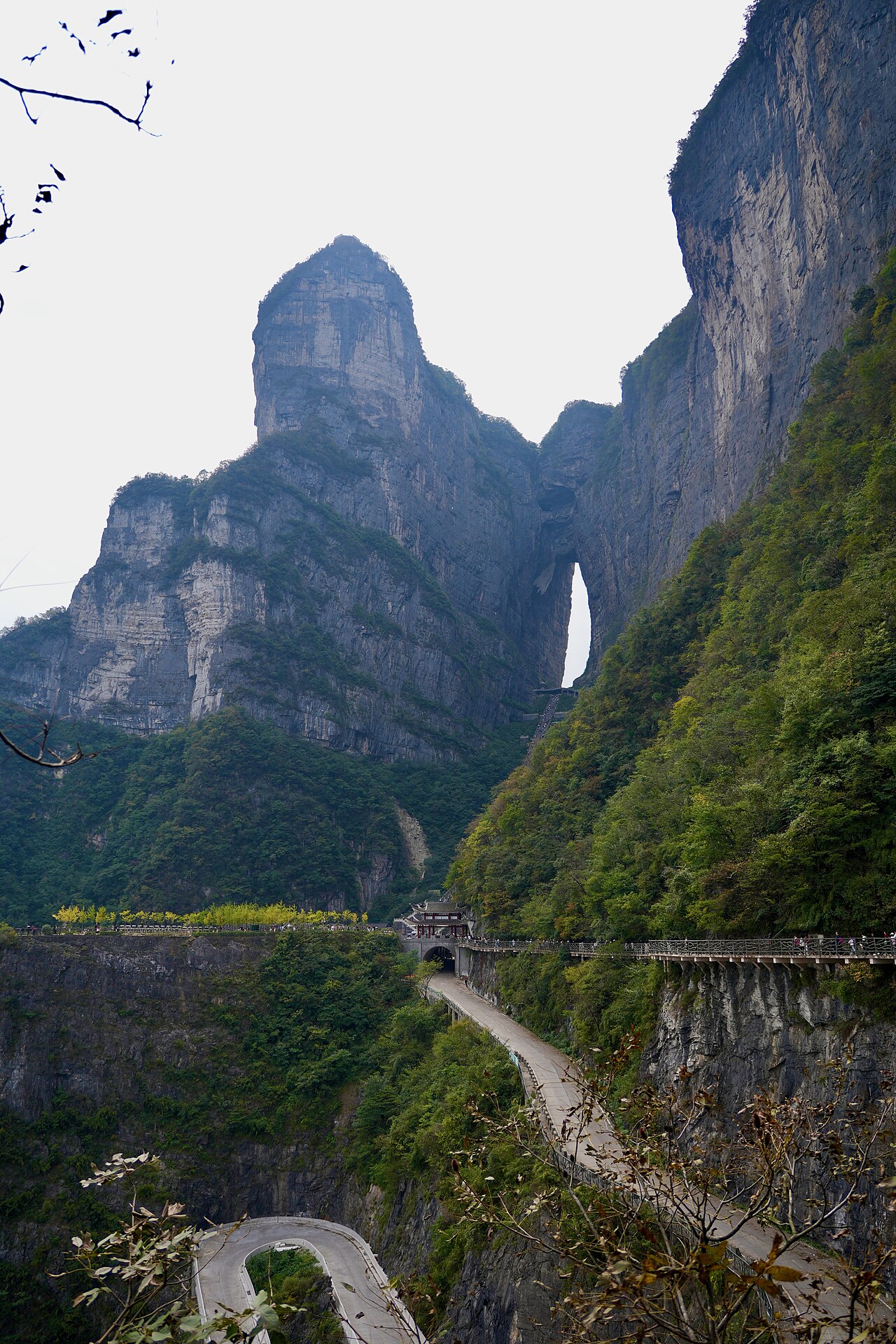 Heaven's Gate arch high on Tianmen Mountain