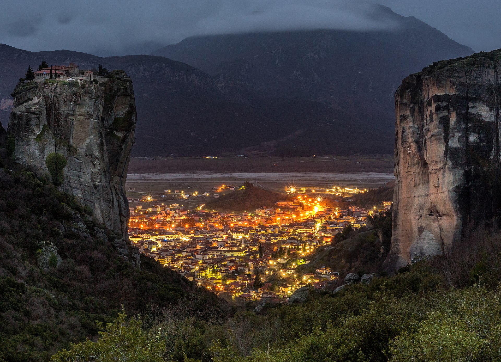 Meteora pillars above Kalambaka