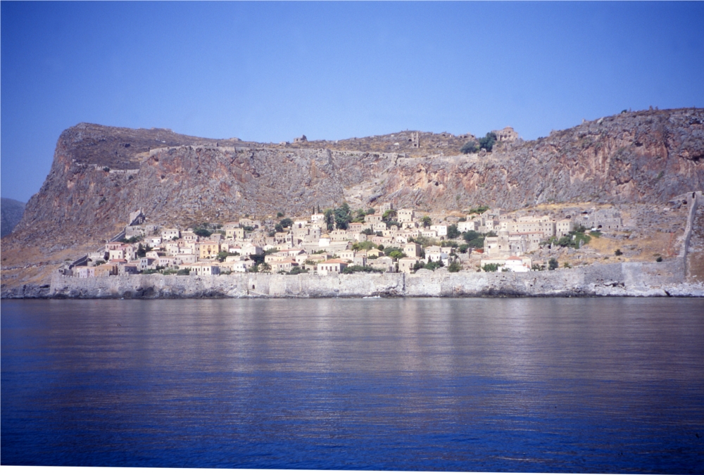 Stone settlement beneath the rock of Monemvasia