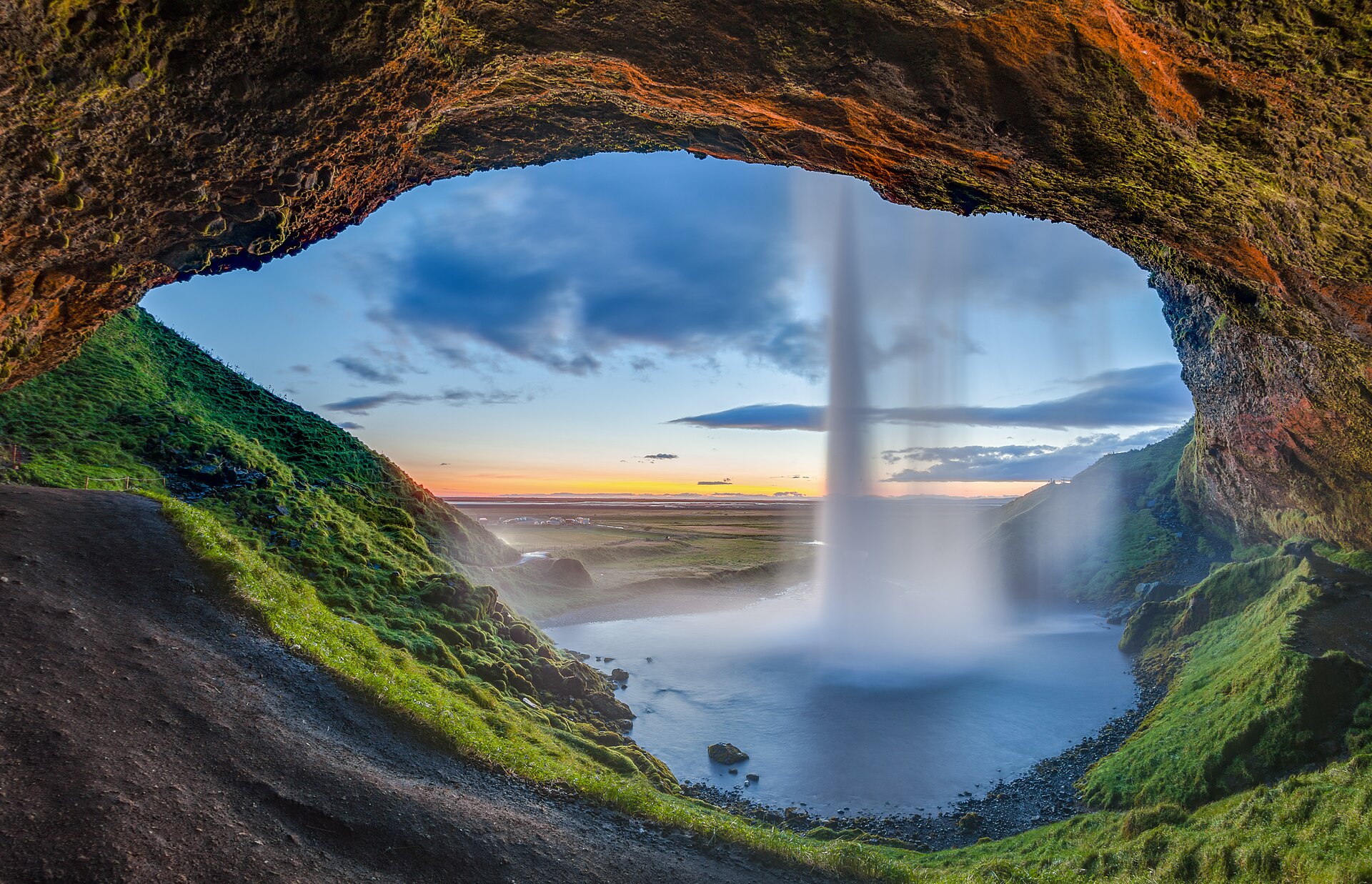 Seljalandsfoss dropping from a cliff